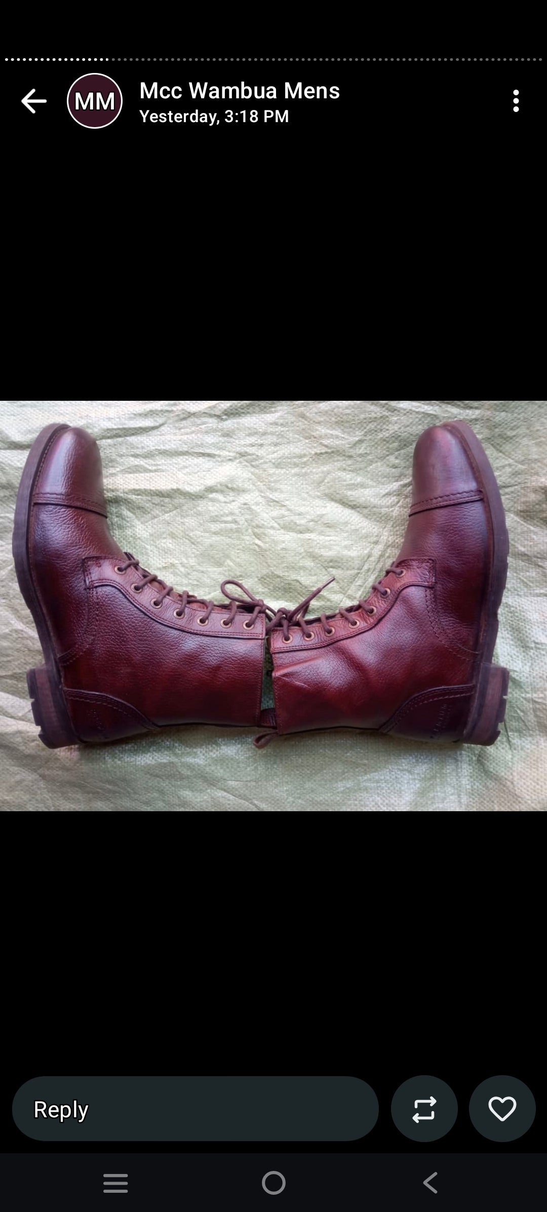 Men's Burgundy Leather Ankle Boots - Lace-Up Combat Style