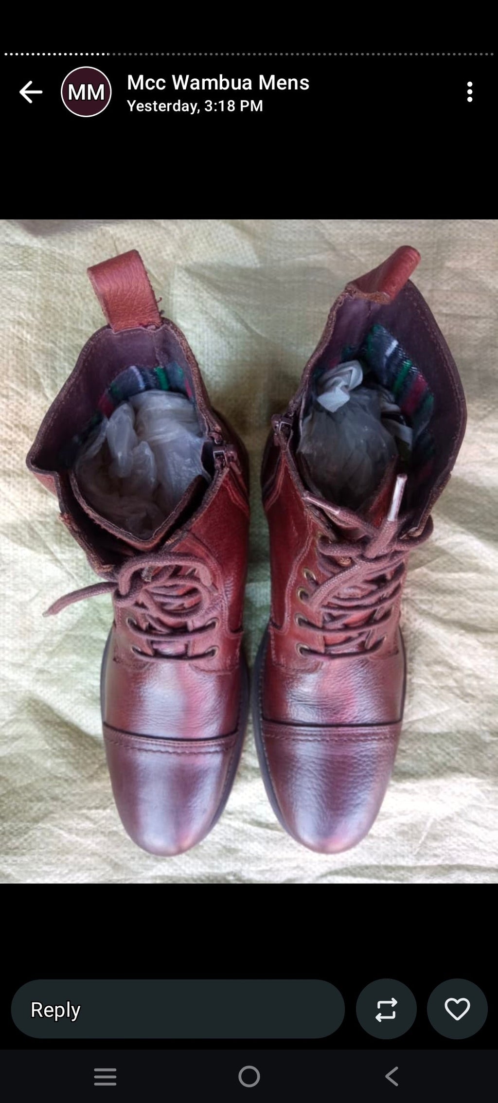 Men's Burgundy Leather Ankle Boots - Lace-Up Combat Style