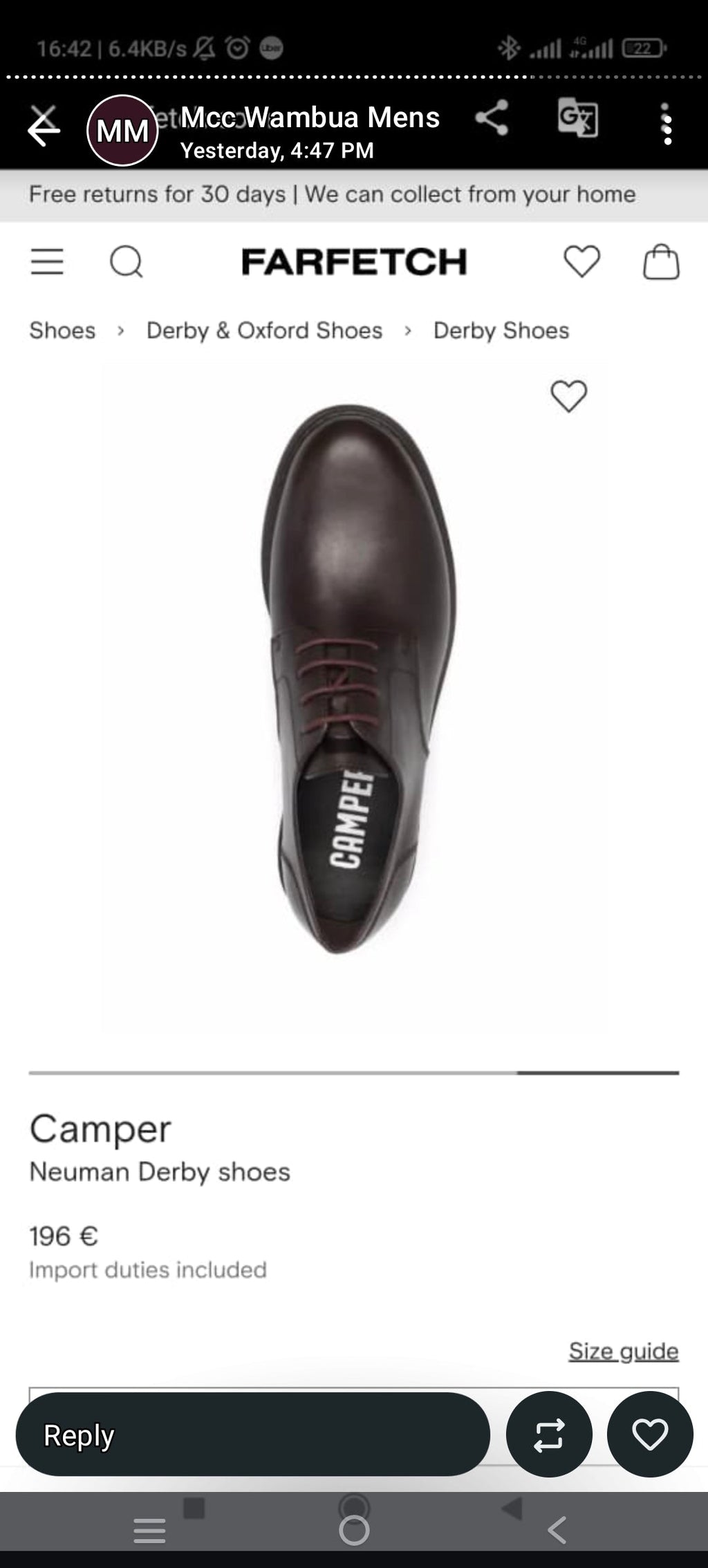 Camper Neuman Derby Shoes - Brown Leather