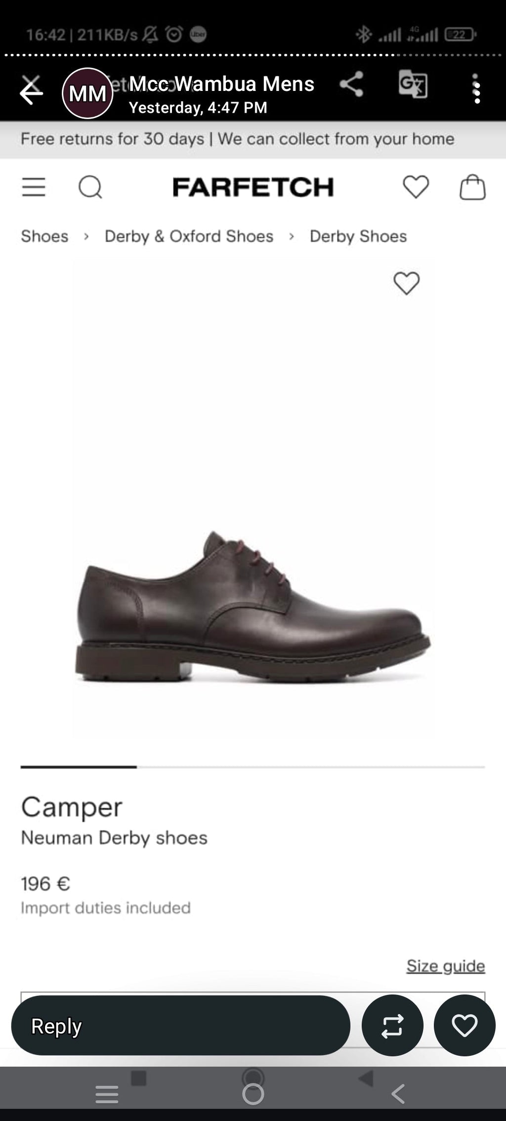 Camper Neuman Derby Shoes - Brown Leather