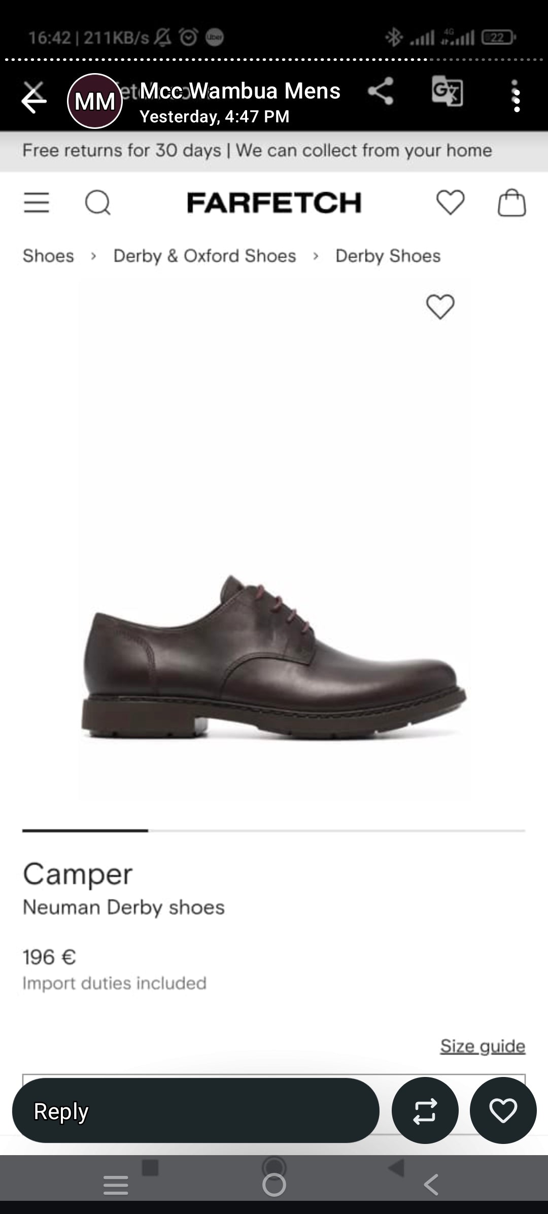 Camper Neuman Derby Shoes - Brown Leather