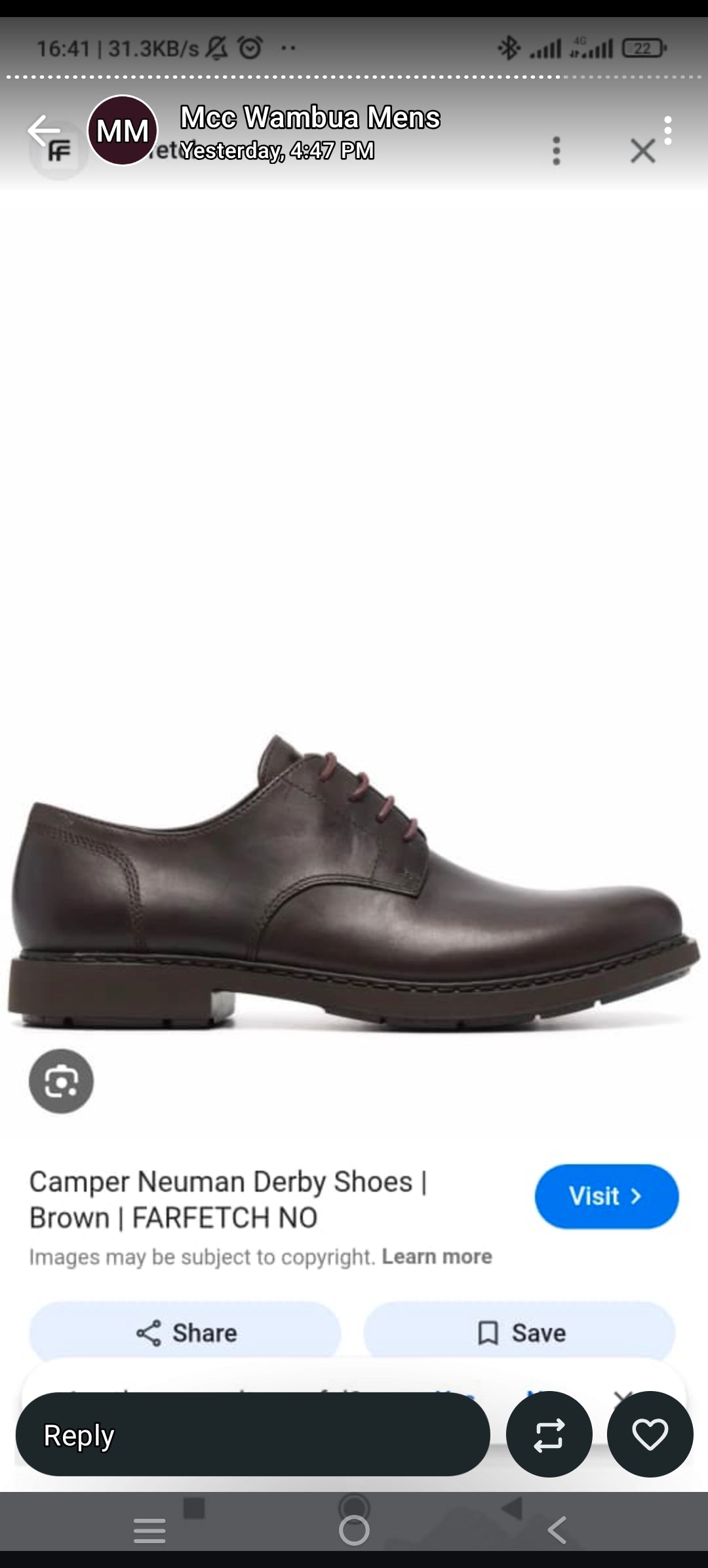 Camper Neuman Derby Shoes - Brown Leather