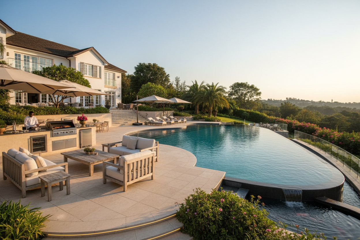 Pool and outdoor entertainment area