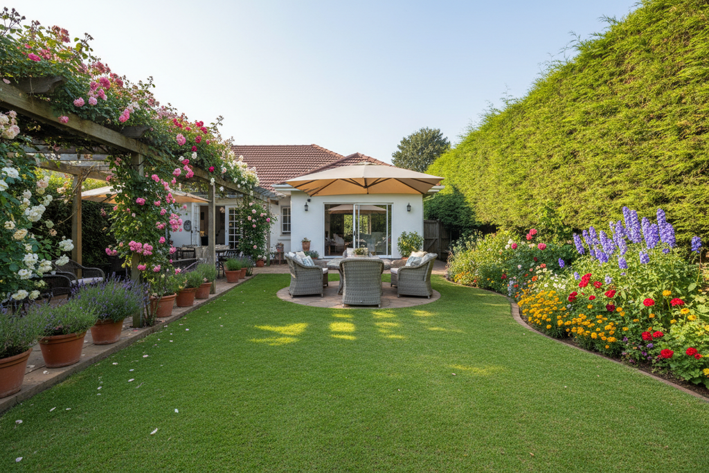 Private backyard garden