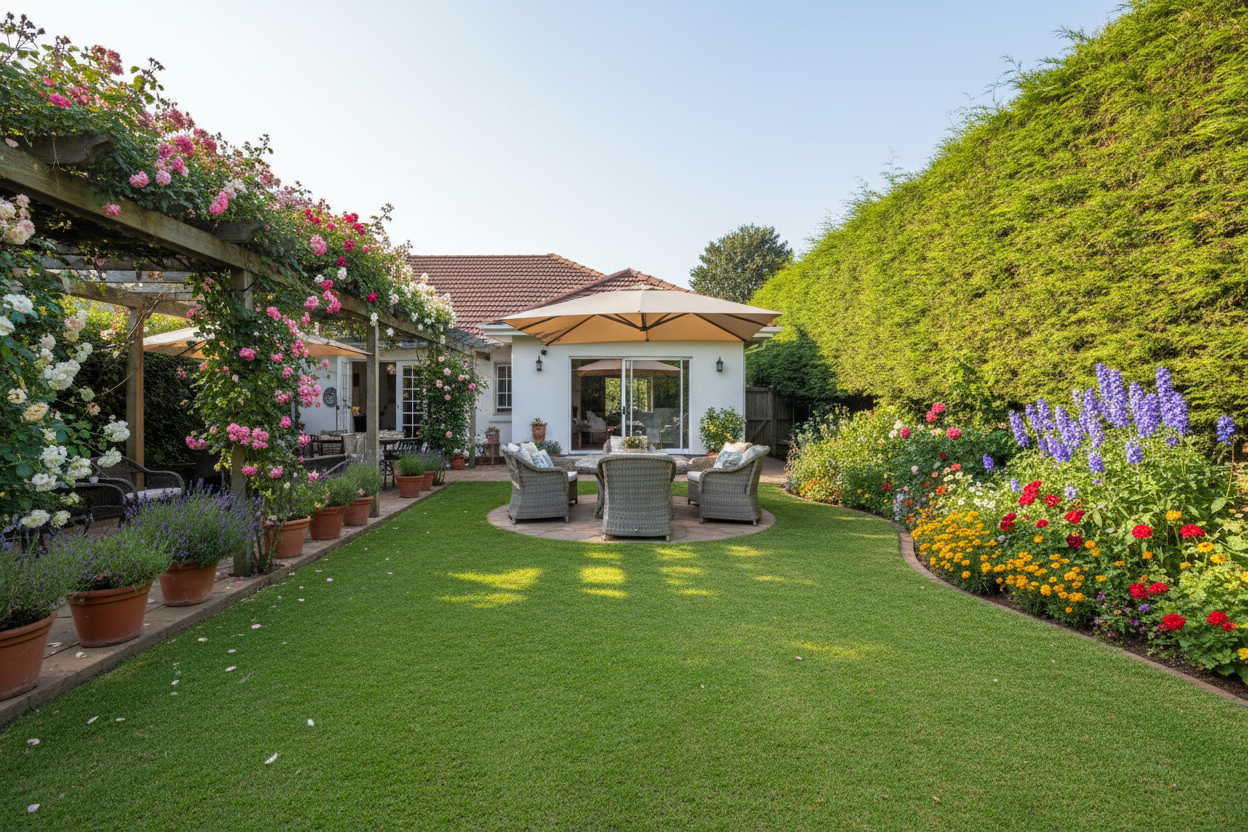 Private backyard garden