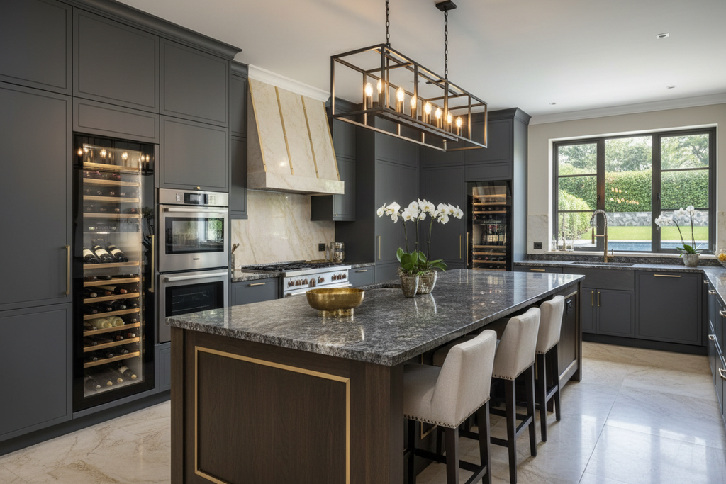 Gourmet kitchen with island