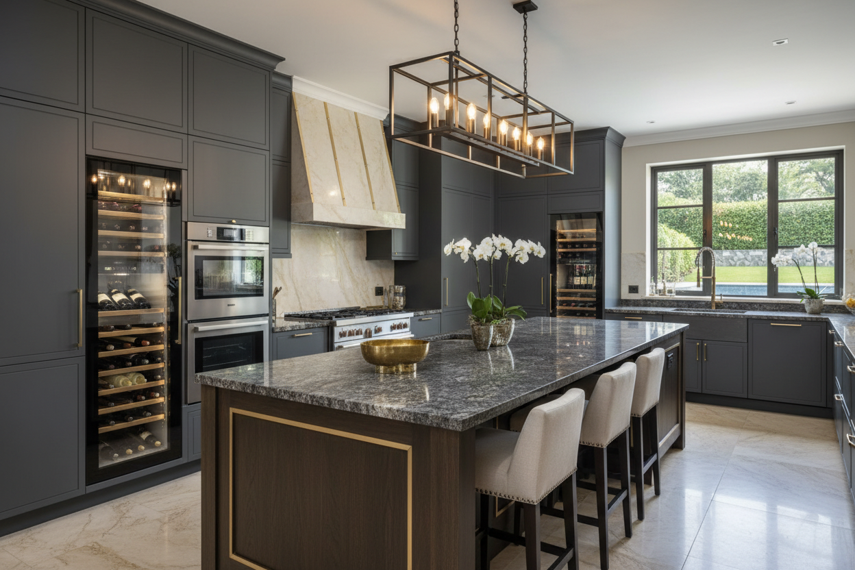 Gourmet kitchen with island