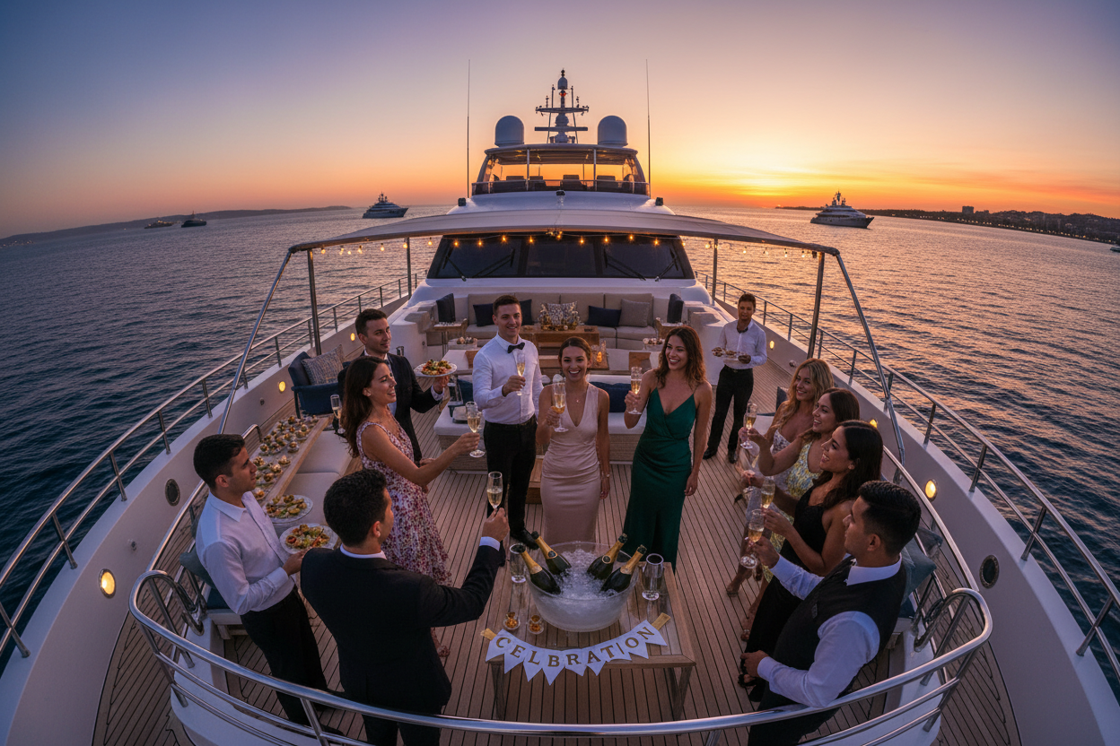 Luxury yacht party
