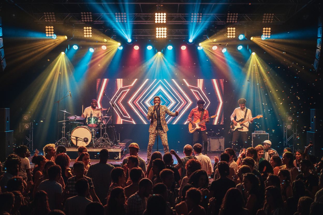 Live Afrobeat band performing on stage
