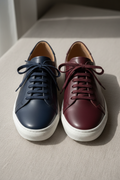 POLO navy burgundy leather sneakers - front pair view