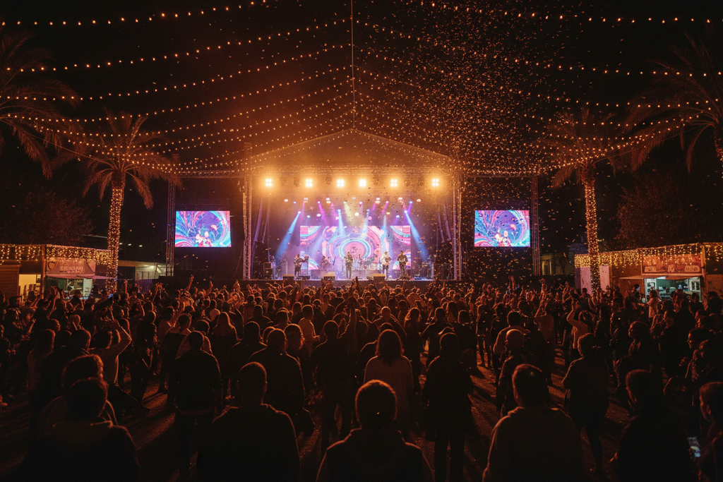 Afrobeat concert venue at night