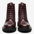 Burgundy leather ankle boots - front view