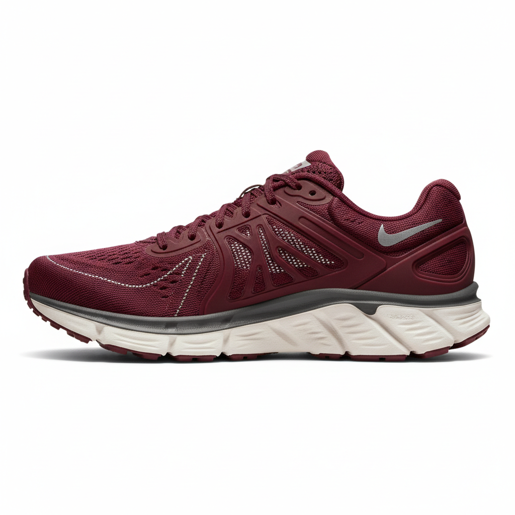 Burgundy running sneakers - side profile