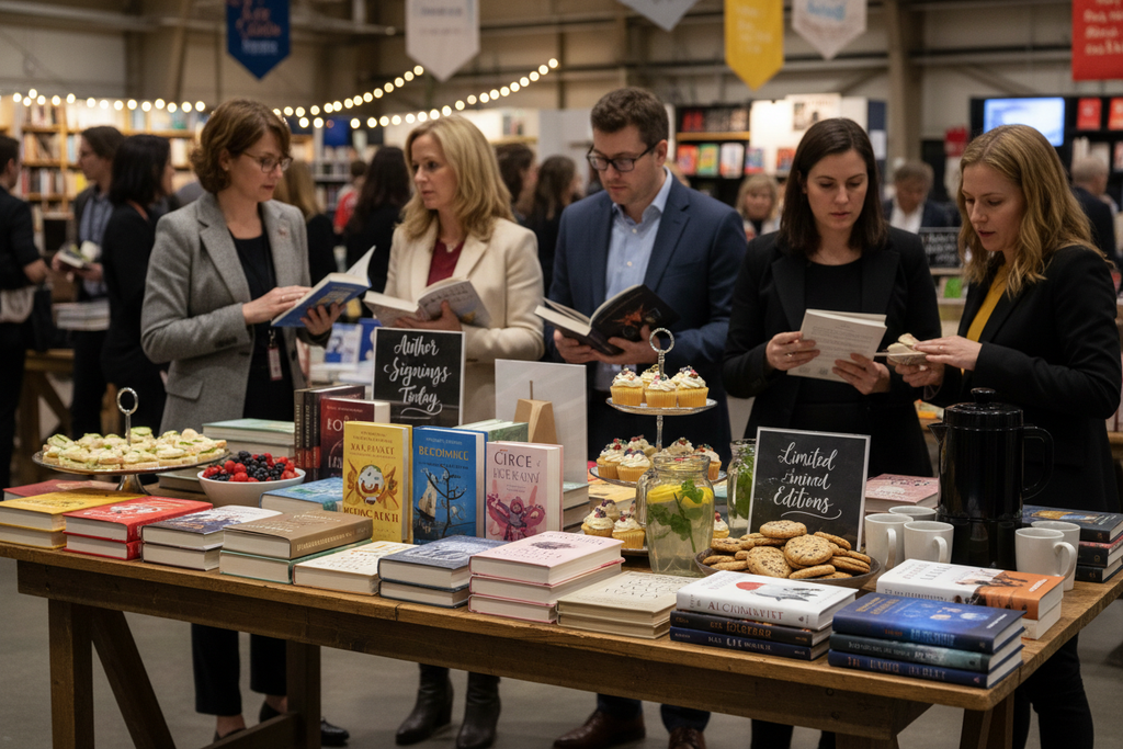 Book display at literary event