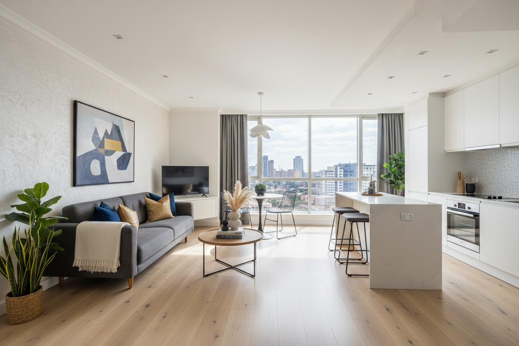 Stylish open plan studio interior