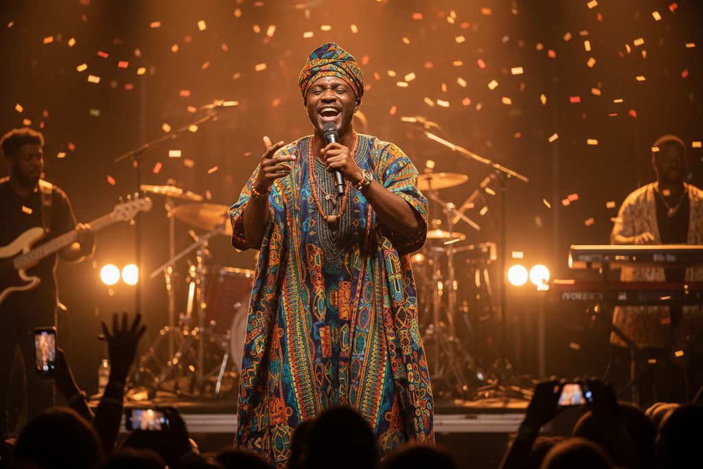 Afrobeat singer performing on stage