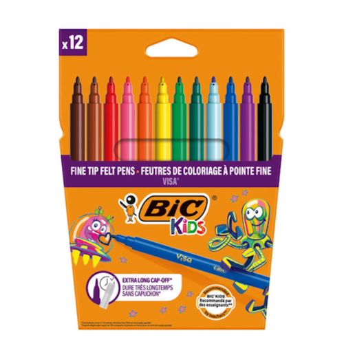 Bic Kids Visa Fine Point Felt-Tip Colouring Pens Assorted Colour