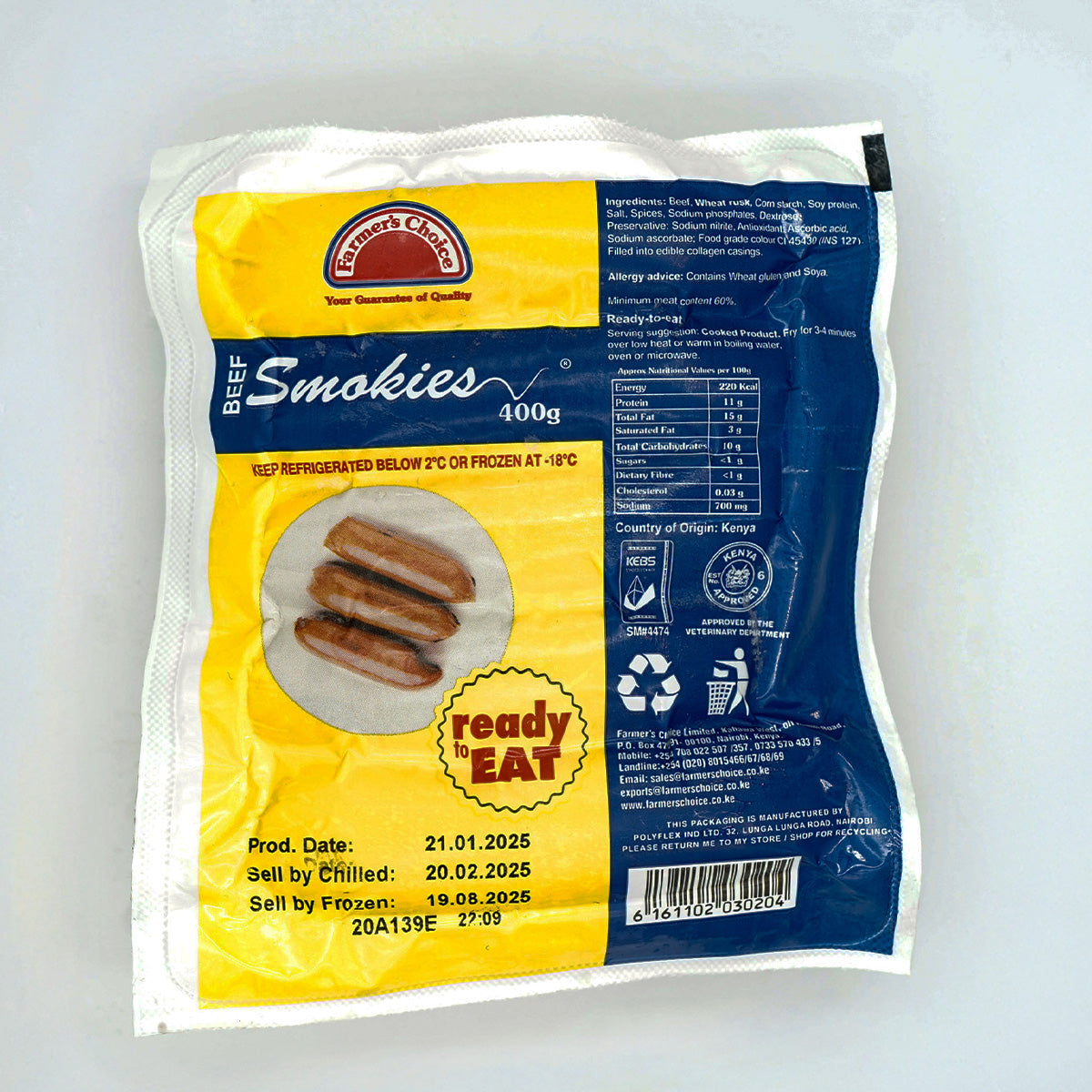 Farmers Choice Beef Smokies 331