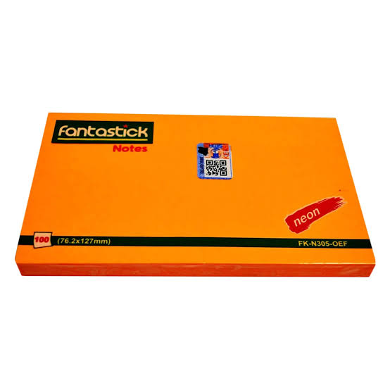 Fantastick Stick Note Fluorescent Orange 3X5Inch