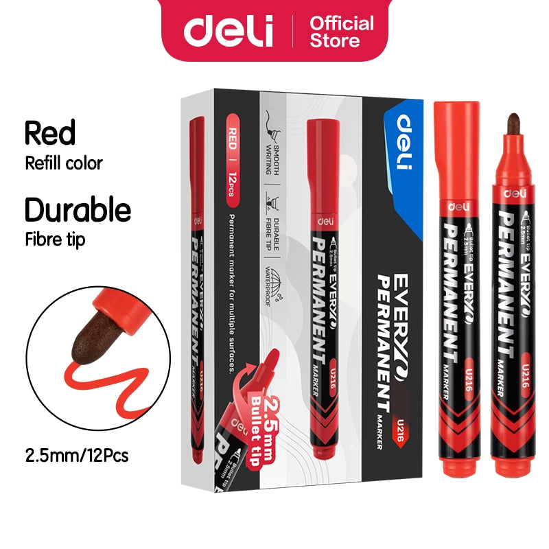 Deli Permanent Marking Ink Red Small