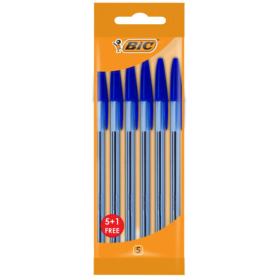 Bic Cristal Ballpoint Pens Medium Point (1.0Mm) Blue Pouch 5